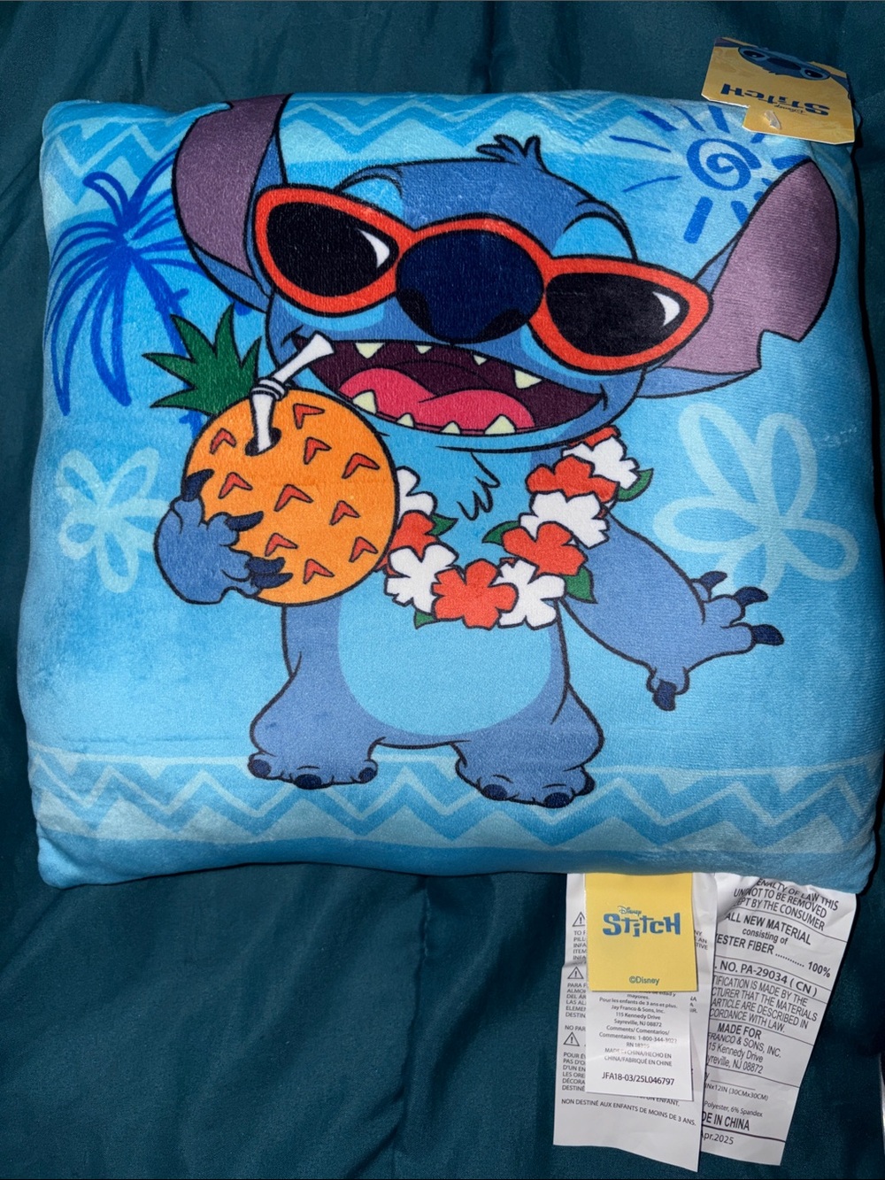Disney Blue Stitch Pineapple Toss Pillow